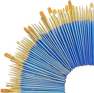 50 Stück Künstlerpinsel, Premium Nylon Kunst Pinsel-Sets für Aquarell, Acryl & Ölgemälde Perfekt für Anfänger, Künstler und Gemälde Liebhaber (50er Blau)
