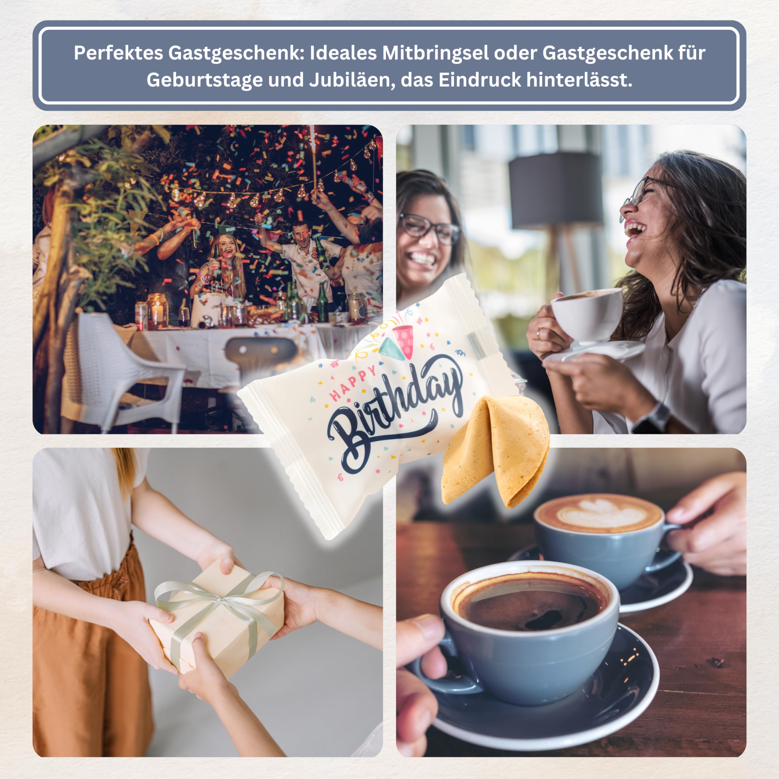 Lucky Treats - Geburtstags Glückskekse - 25 Stück - Happy Birthday - Mit liebevollen Botschaften - Perfekt für Geburtstagsfeiern & als liebevolles Gastgeschenk 6