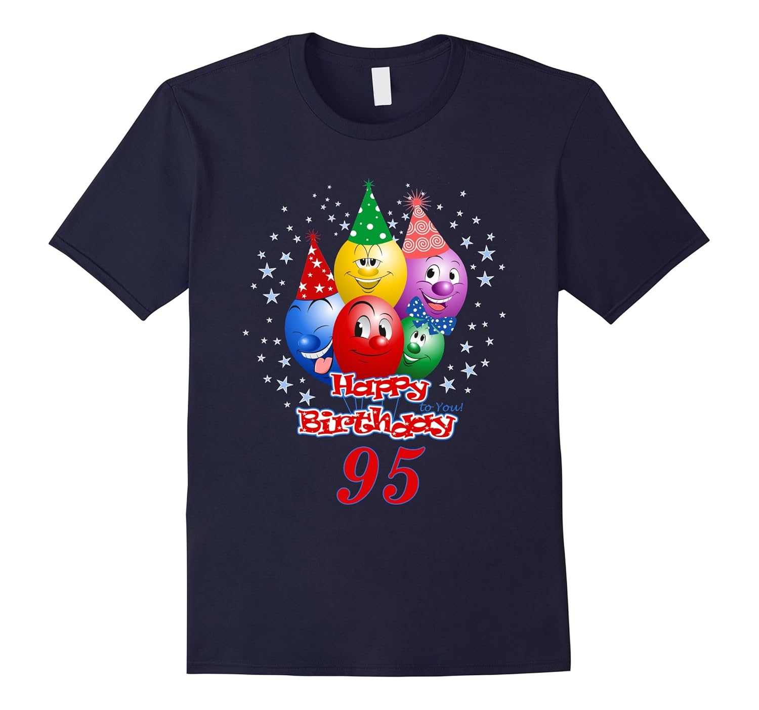 Happy Birthday 95th Birthday 95 Year Old Party Faces T-shirt-ANZ