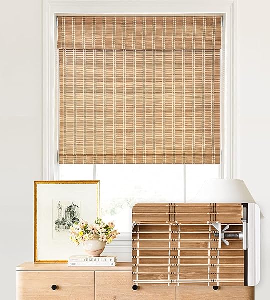 LAZBLINDS NO TOOLS NO DRILL CORDLESS BAMBOO ROMAN...