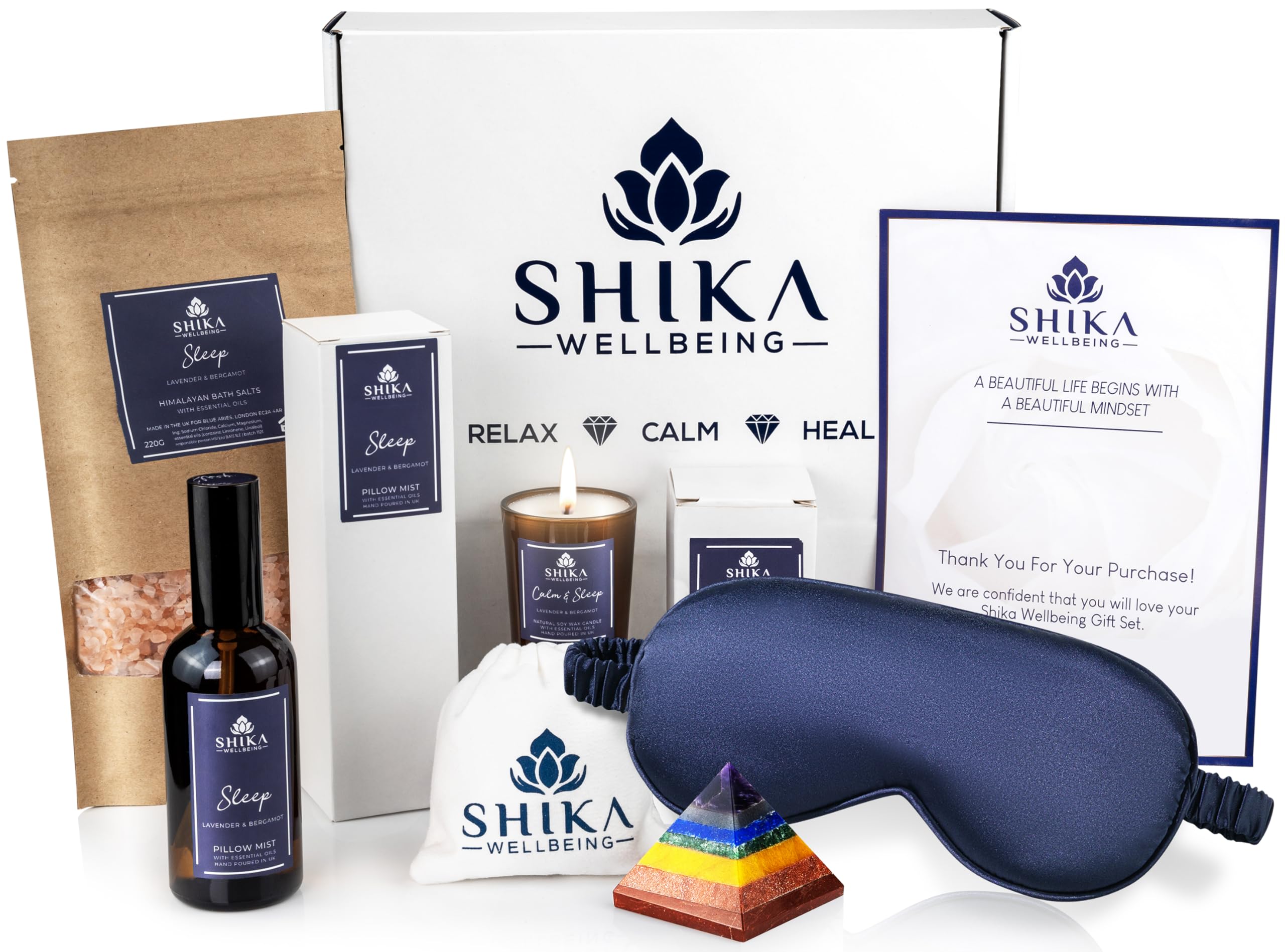 Shika Wellbeing Sleep Well Aromatherapy Pamper Set for Women,Unique Self Care Gifts for Women, Pamper Gifts Set, Relaxation Spa Gift Set, Get Well Soon, Relaxation Gift for Her, Lavender & Bergamot