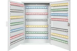 Durabox 200 Position Steel Key Cabinet - Organize and Secure Key Storage Lock Box with Numbered Hooks and Tags for Valets, Hotel, Office, Car Dealerships and More (K200) (Light Grey)