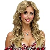 H&Bwig Farrah Fawcett Feathered Wigs, Blonde 70s Vintage Womens Long Natural Synthetic Wig for Lady - Party Cosplay Costume Accessory