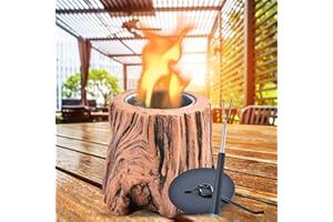 CHANGE MOORE Smokeless Tabletop Fire Pit Bowls: Portable Concrete Fire Fit Mini Rubbing Alcohol Fireplace Round Fire Bowl Tree Stump Long Burning Outdoor Indoor Fire Pit Decorate Gift Stump B