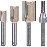 Aoranto 4 Pieces Undersize Plywood Dado Bits 1/4" Shank, Straight Router Bits Cutting Diameter: 7/32", 11/32", 15/32", 23/32", Useful for Routing Accurate Grooves in Undersized Plywood