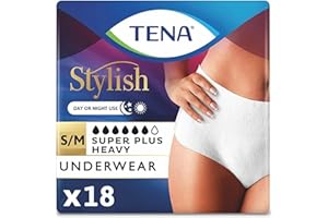 TENA Stylish Incontinence Underwear for Women, Super Plus Absorbency, Small/Medium (M), 18 Count (Packaging May Vary)