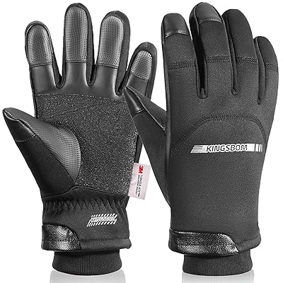 KINGSBOM -40℉ Winter Waterproof Thermal Gloves - 3M Thinsulate Windproof Touch Screen Warm Gloves - for Driving,Cycling,Riding,Running,Outdoor Sports - for Women and Men - Black