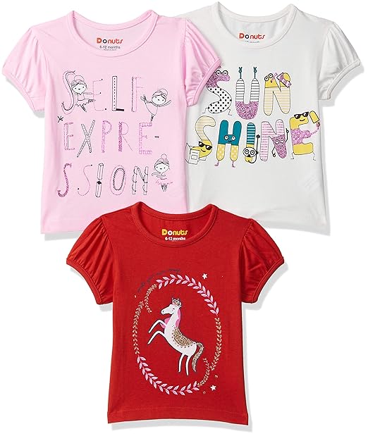Baby-Girls Regular fit T-Shirt (Pack of 3)