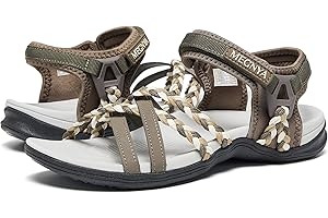 MEGNYA Hiking Sandals for Women, Arch Support Comfortable Walking Sandals Hook Loop Strap, Sports Lightweight Slides