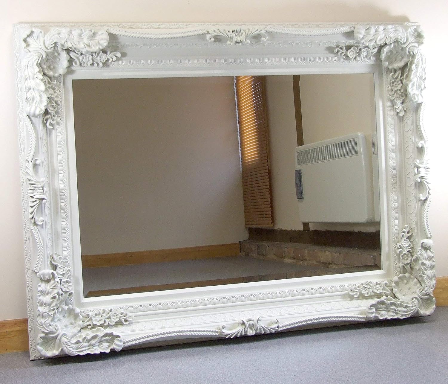 Barcelona Trading Carved Louis Cream Ornate French Frame Wall/Over Mantle Mirror - 35in x 47in, Beige - Image 5