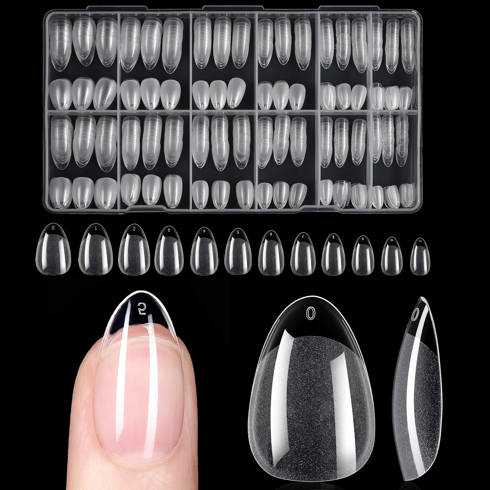 TOMICCA Short Almond Gel Nails - 504pcs Pre-Buffed No File Nail Tips, Semi-Matte Full Cover for Extensions | 12 UK Sizes Break Resistant Tips for Salon & Home DIY — image 1