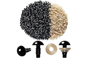 Hukiwow 600Pcs 9mm Safety Eyes and Washers 9 mm Safety Eyes for Crocheting Plastic Crochet Eyes Black Craft Eyes Animals Eyes Small Doll Eyes