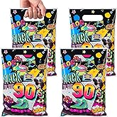 Qeeenar 50 Pieces 90s Party Favor Bags Bulk Plastic Back to 90's Hip Hop Candy Gift Treat Goodie Bags for Retro 1990s Theme Disco Dance Birthday Party Supplies