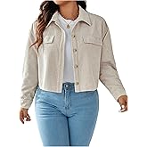 Verdusa Women's Plus Size Button Up Jacket Casual Streetwear Collared Short Outerwear