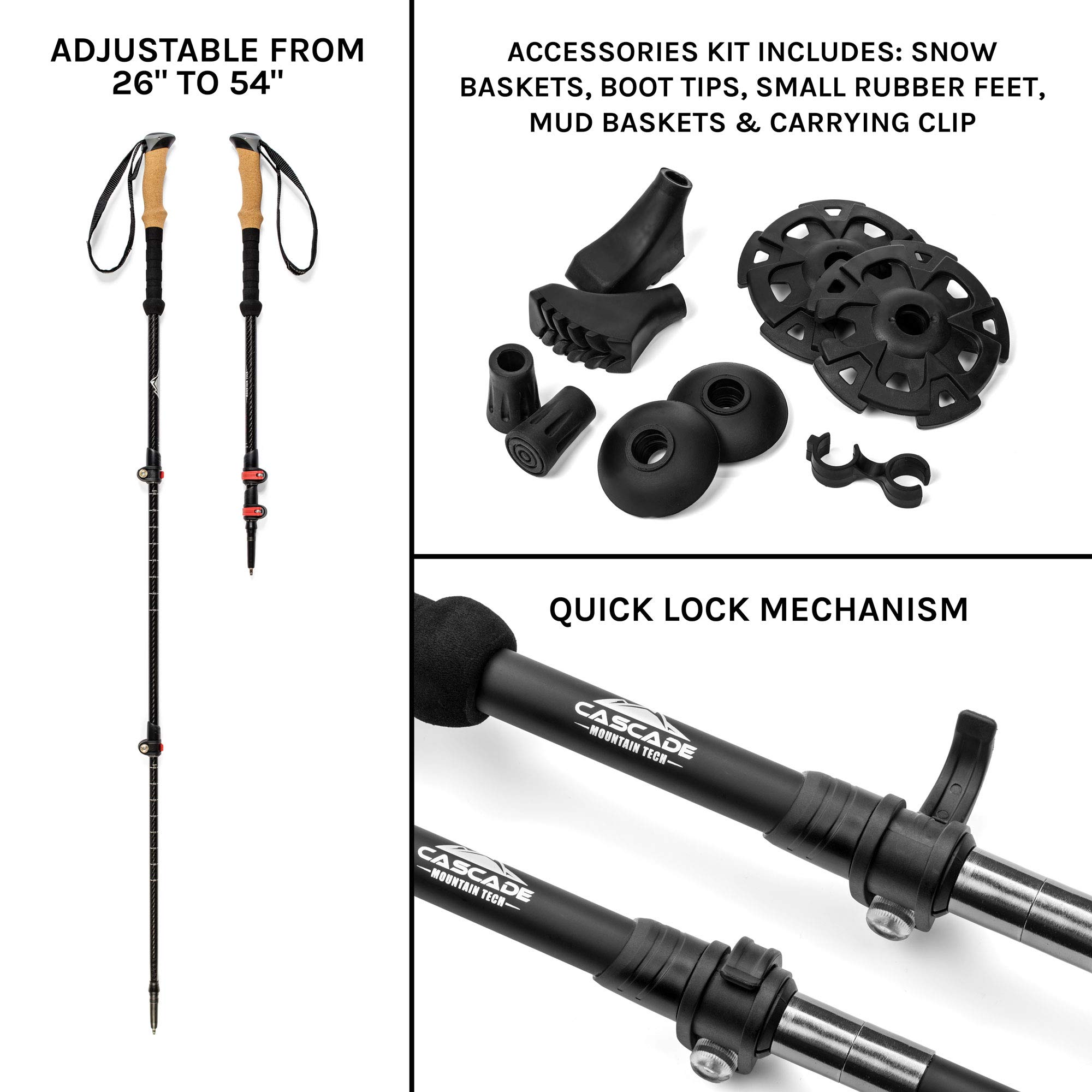 Cascade mountain tech aluminum folding trekking poles Clearance