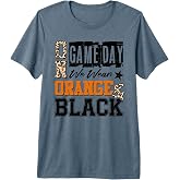 On Gameday Football We Wear Orange And Black School Spirit Premium Tri-blend T-Shirt