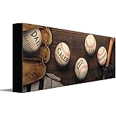 Personal-Prints | Personalized Baseball Family Father’s Day or Coach’s, Birthday or Christmas Gift from the Kids | Includes 1-5 Children, Players or Names (6"x18" Stretched Canvas)