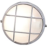 Nauticus - Round 10" Wet Location Bulkhead - Satin Finish - Frosted Glass Shade