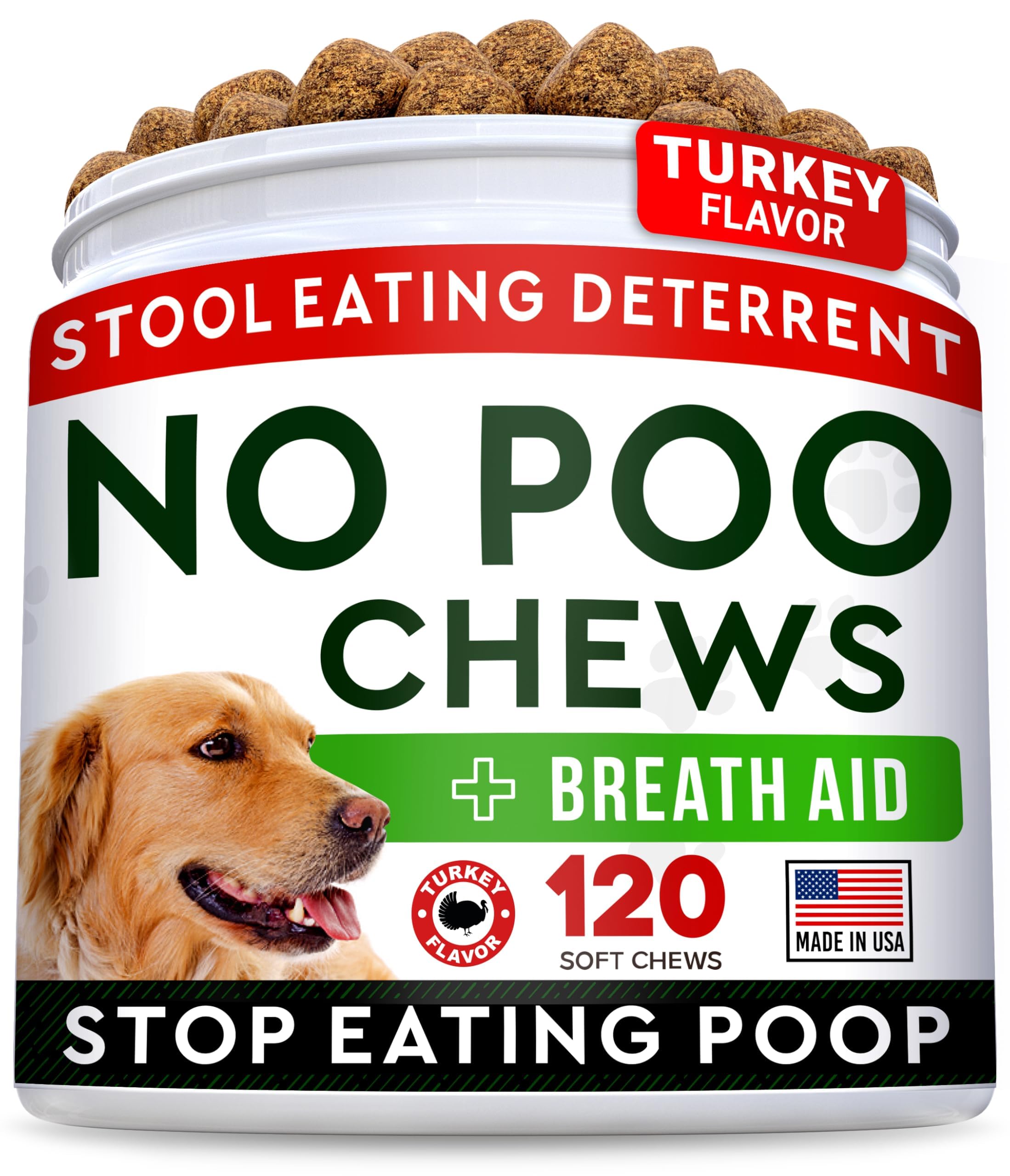 STRELLALAB No Poo Chews for Dogs - Coprophagia & Stool Eating Deterrent | Probiotics, Digestive Enzymes & Breath Aid Support