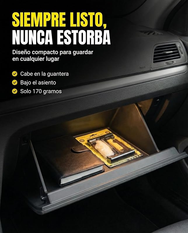 Kit Antipinchazos Coche, 15 Mechas, 2 Herramientas en T, Guantes y Cúter