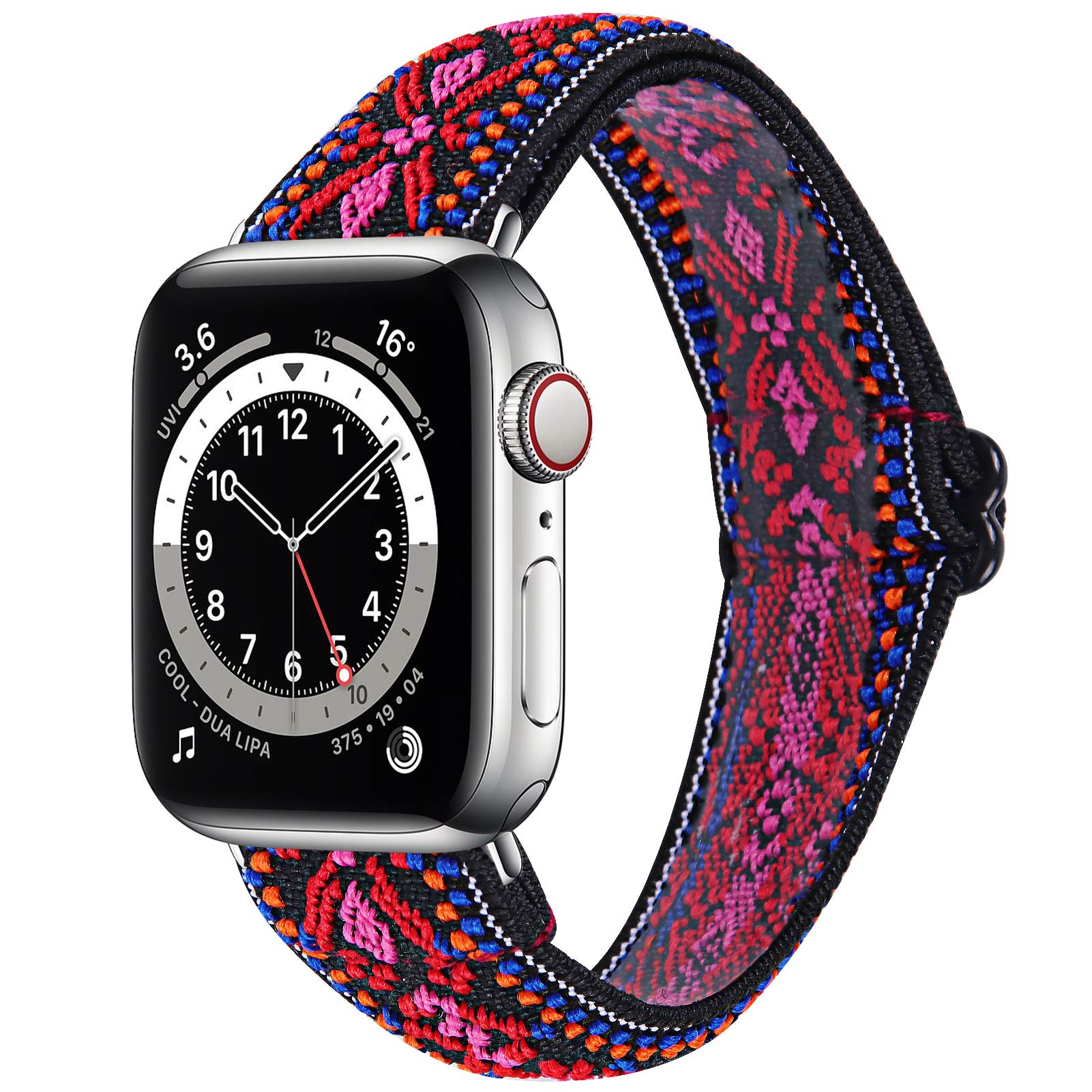 TRISTRAPS 42mm/44mm Elastic Nylon Watch Strap Compatible with Apple Watch iwatch Series SE/6/5/4/3/2/1,Soft Breathable Replacement Sport Wristbands for Men/Women