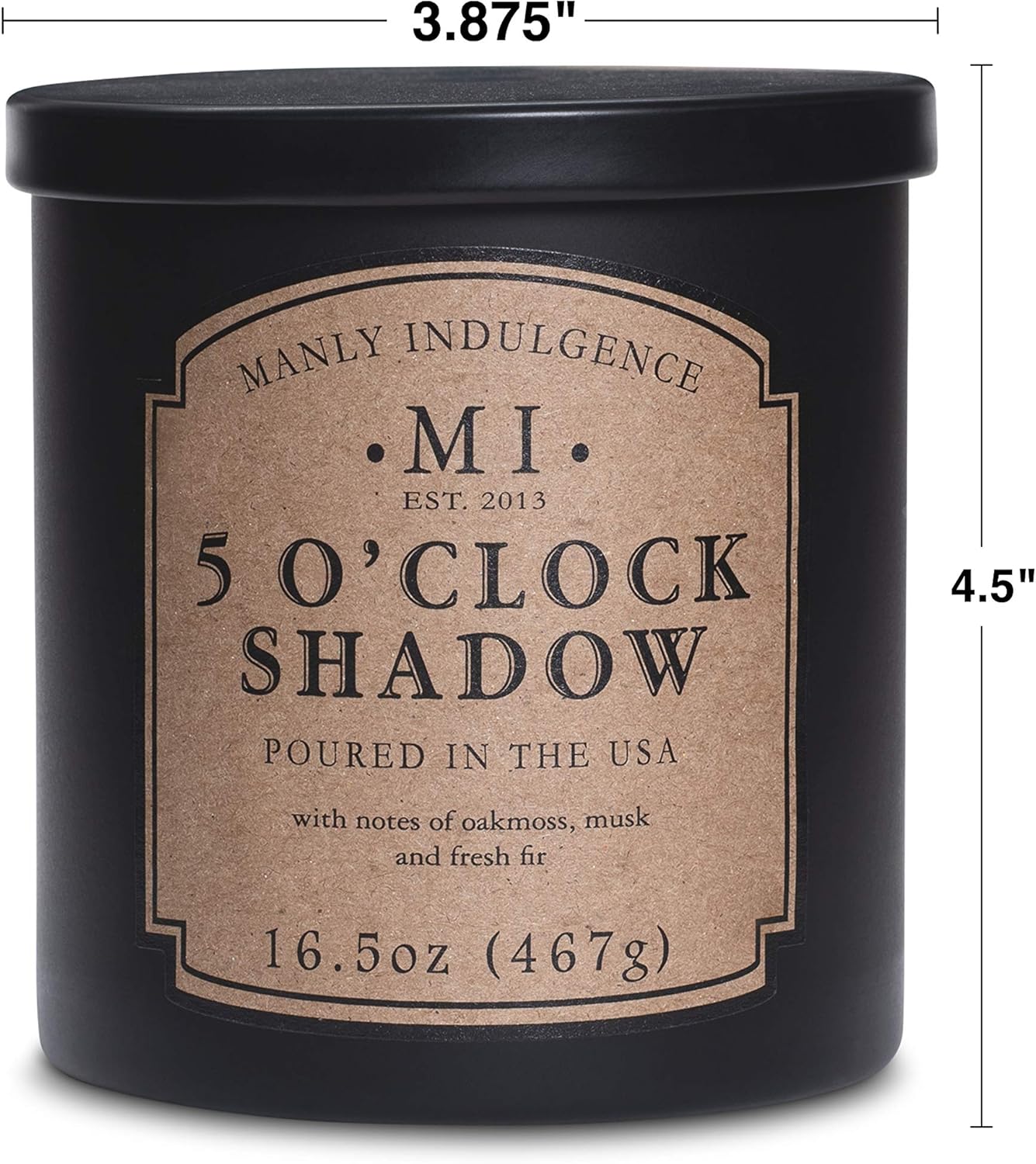 Manly Indulgence 5 O’Clock Shadow Jar Candle, 16.5 oz, Black: Home & Kitchen