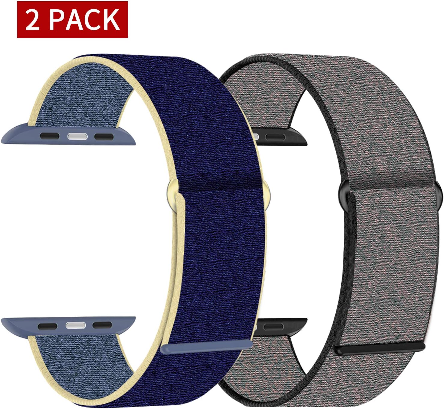 Kolumb 2 Pack Compatible with Apple Watch Band 38mm 40mm 42mm 44mm, Sport Band Soft Breathable Nylon Replacement for iWatch Series 5/4/3/2/1
