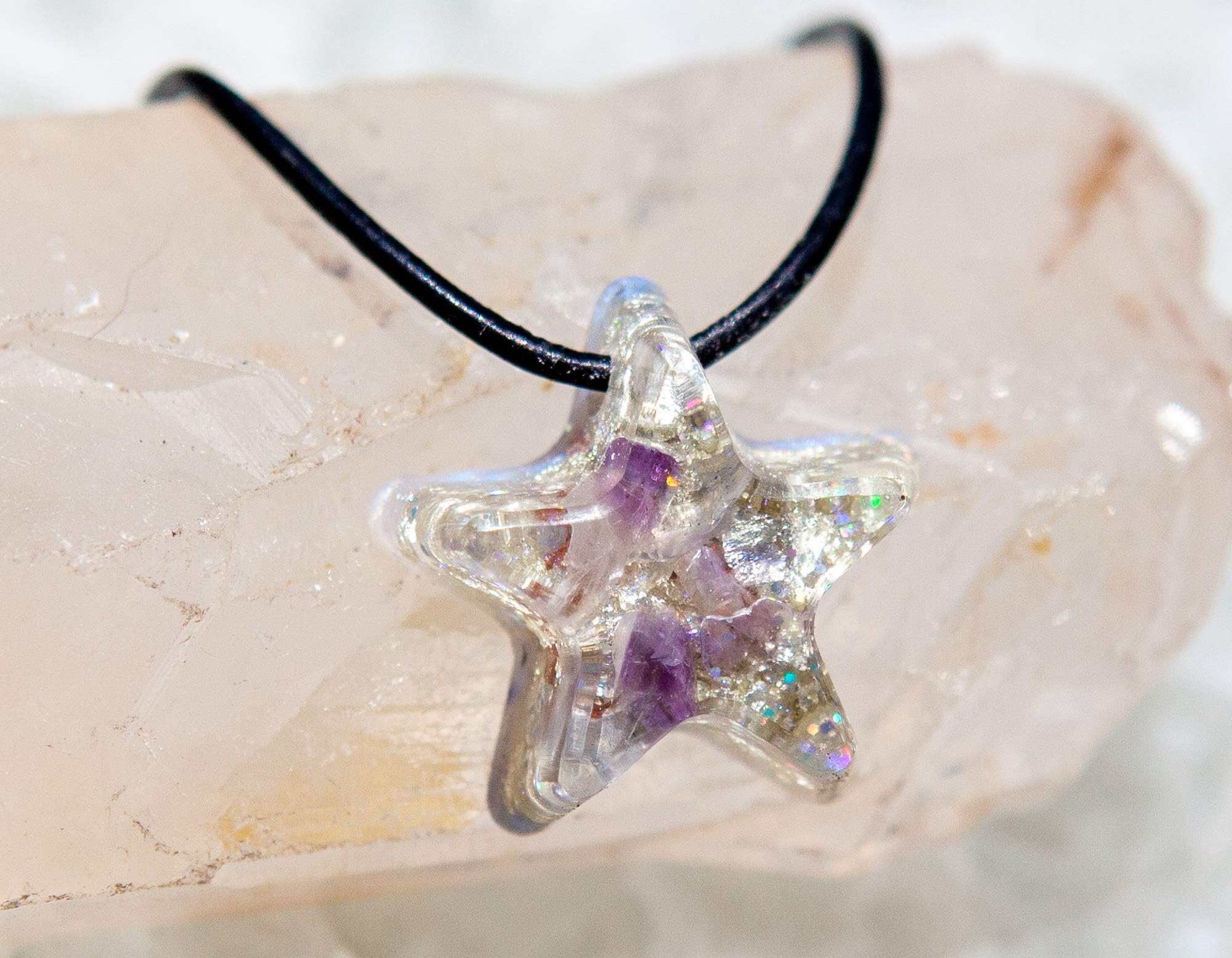 Violet Flame Orgone Crystal Star Pendant Orgone Generator Chakra Necklace Orgonite Crystals Healing