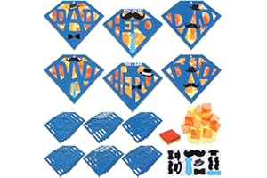 Chiisong 24 Sets Father's Day Crafts for Kids Super Dad Tissue Paper Craft Kit Father's Day DIY Craft You are My Hero World's Best Dad Gift Set for School Classroom Home Father's Day Party Favor