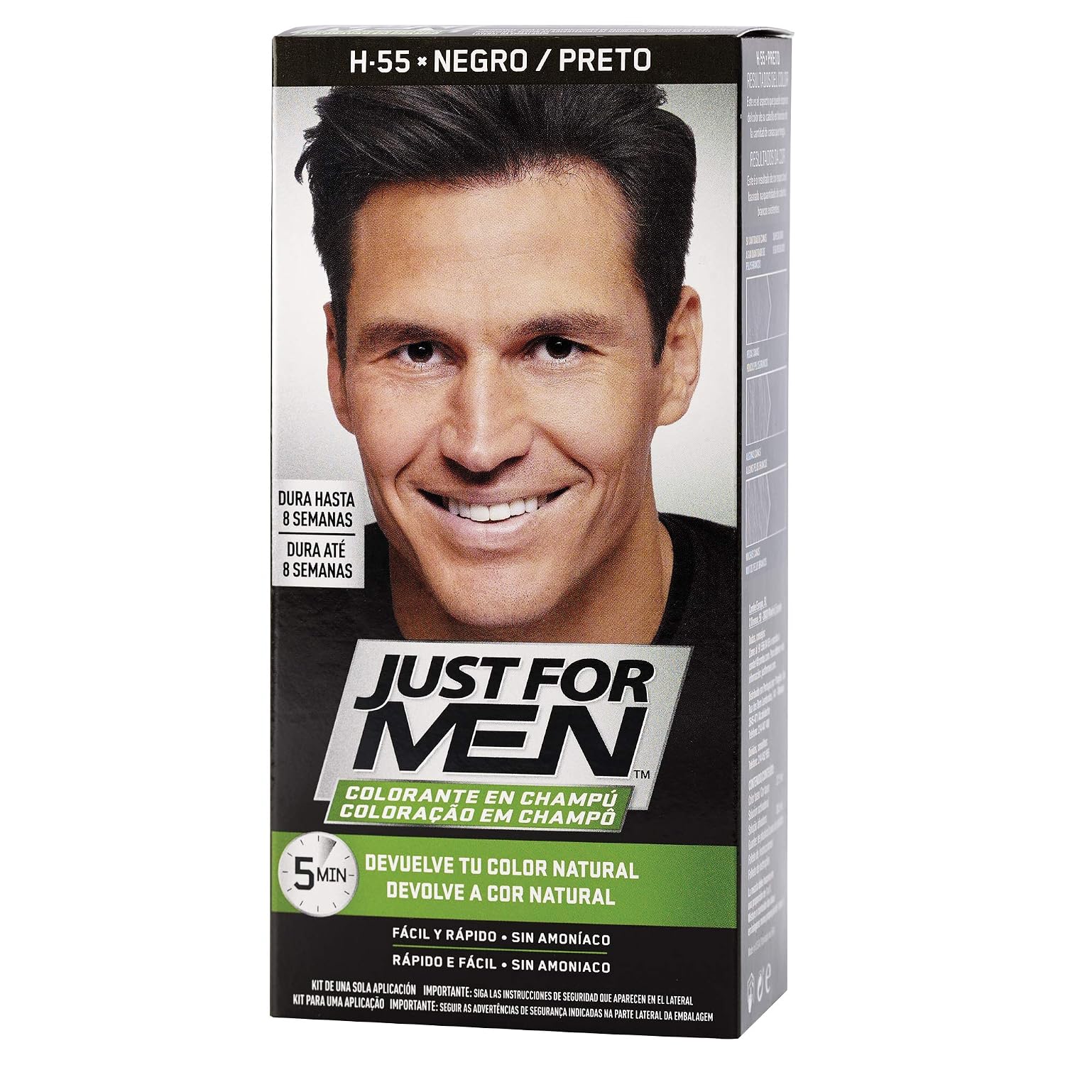 Just For Men Tinte Colorante En Champu Para El Cabello Del Hombre Elimina Las Canas Y Rejuvenece El Cabello En 5 Minutos Castaño Negro 30 Ml