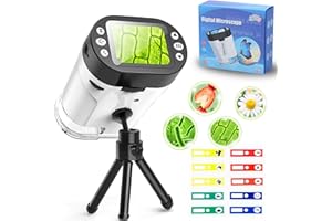 Skirfy Microscope Kids Toys, Science Kit with 1000x HD Video Photo Digital Mini Microscope, Family Day Games STEM Learning Educational Toys for Kids Age 6+, Easter Birthday Gifts for Boy Gilrs