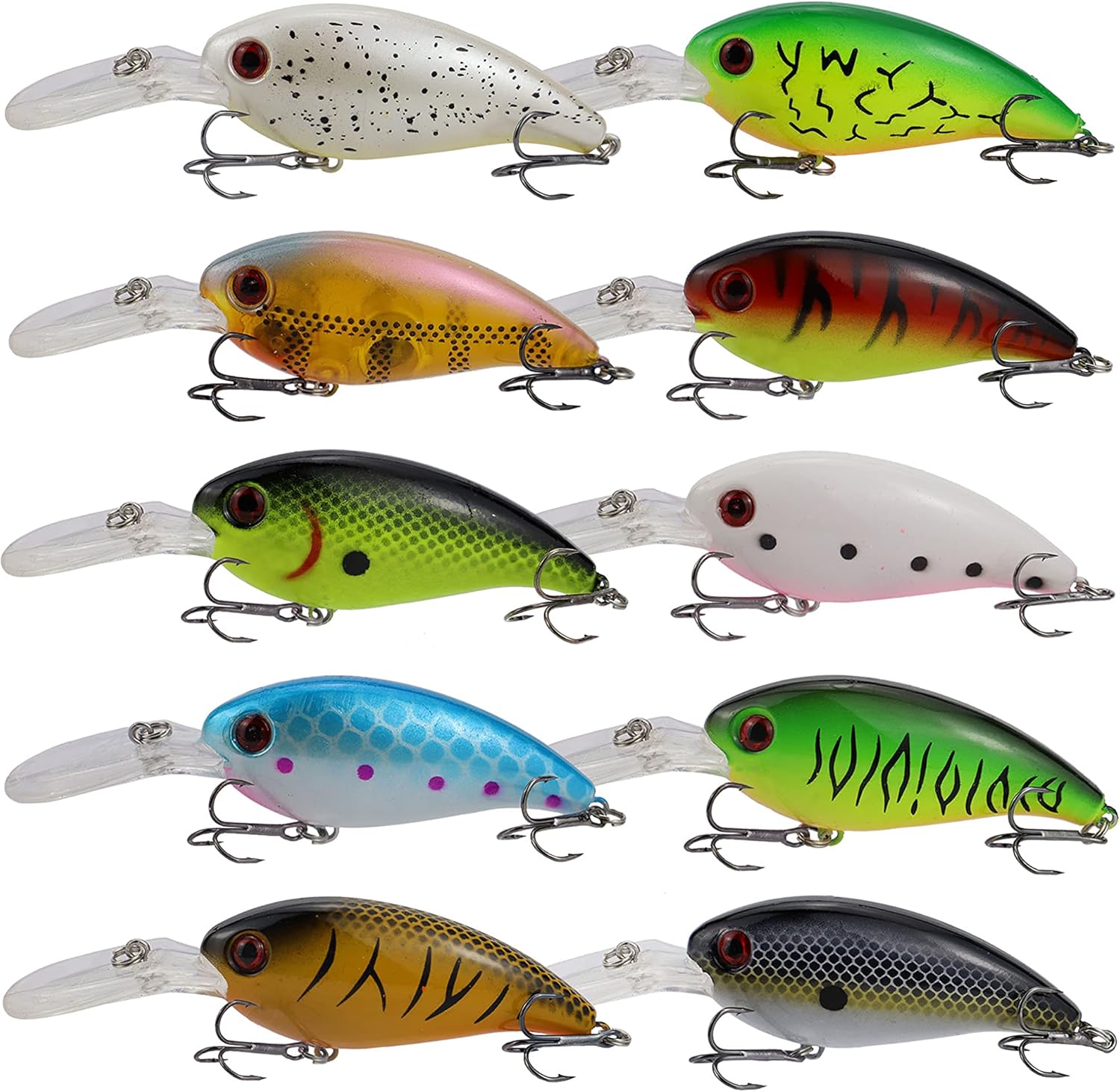 Facikono Crankbait Crank Baits Lures for Bass Fishing, 10Pcs Deep