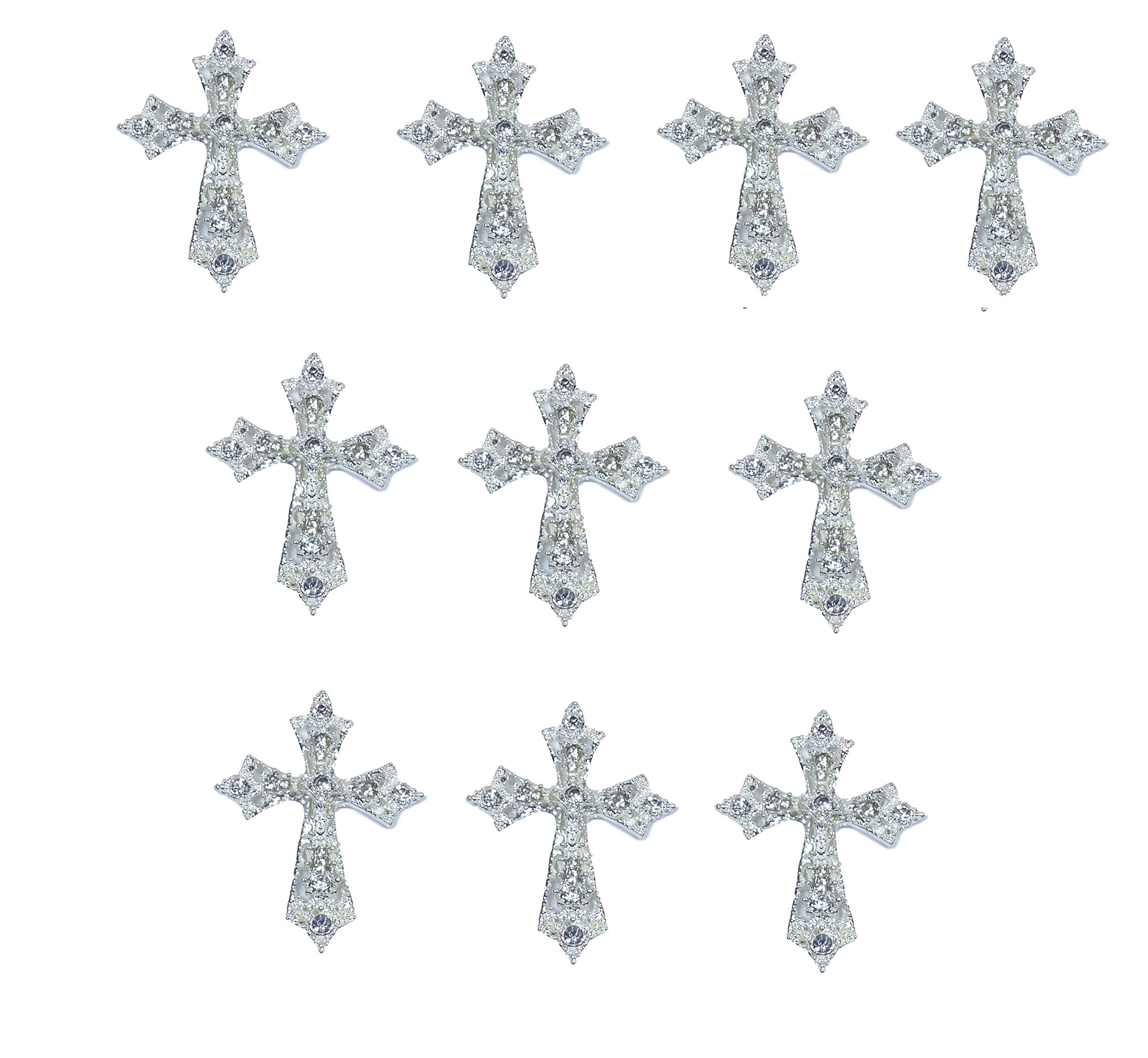 Syntego 10pcs Diamante Cross Embellishments – Flat Back | Grade A Sparkly Rhinestones | Card Making, Weddings, Scrapbooking