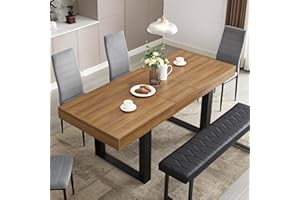 STHOUYN 63”-79” Extendable Dining Room Table, Modern Farmhouse Wooden Kitchen Table, Long Expandable Dining Table for 6 8 10, Large Expanding Tables Conference Tables (Walnut Brown)