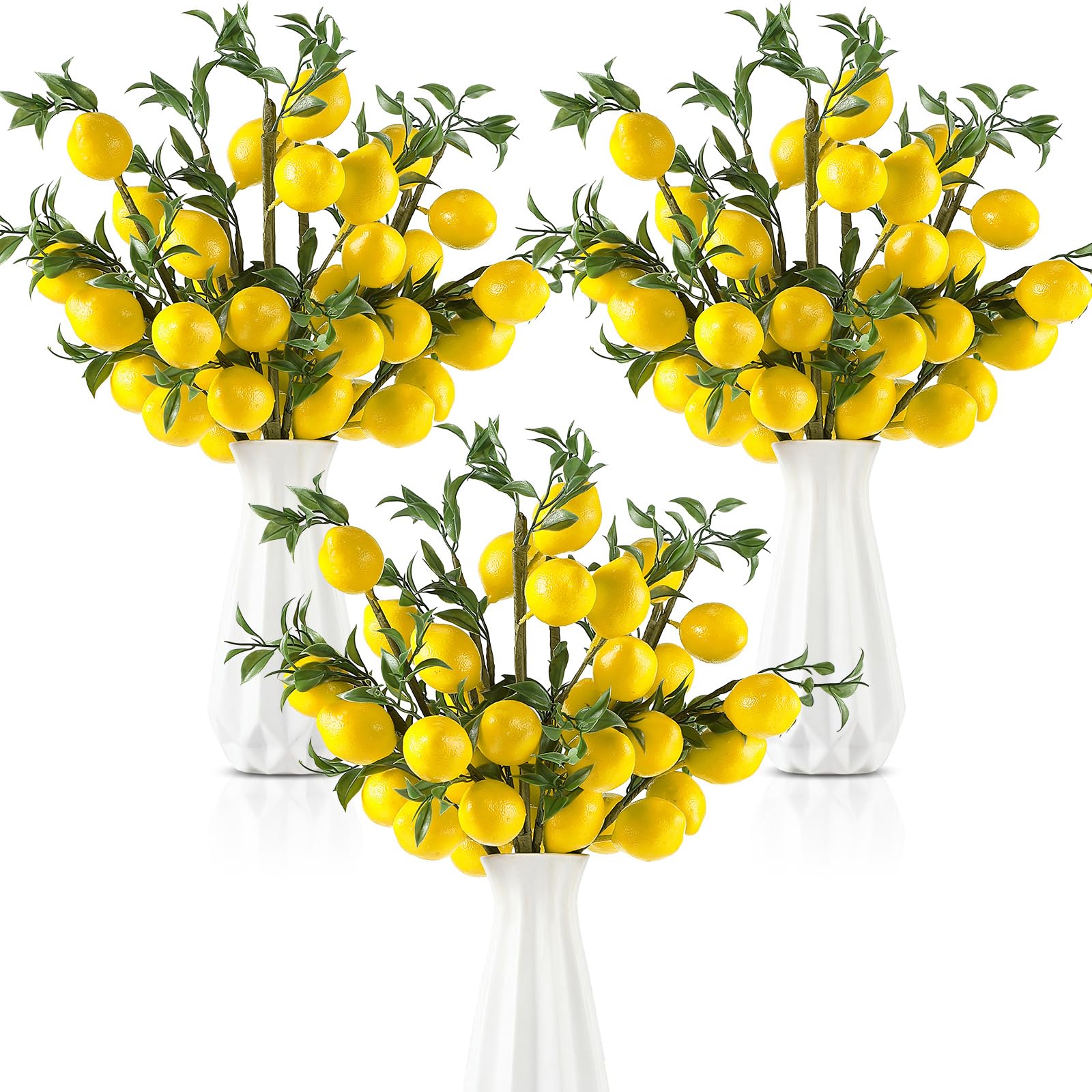 Photo 1 of Giegxin Artificial Lemon Decor Fake Lemons Branch Decoration Vivid Yellow Lime Branches 5 Head Faux Lime with Stem Decorations for Kitchen Table Vase Home Farmhouse Party(35 Pcs,22.9 Inch)