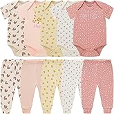 Baby Newborn Layette 10-Piece Sets Cotton Bodysuits Pants Sets for Baby Boys Girls Toddler Unisex Baby Gift Set