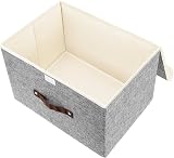 TYEERS Collapsible Fabric Storage Box with Lid 38x25x25 cm Set of 3 Grey view 3