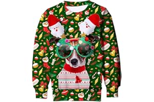 Idgreatim Boys Girls Ugly Christmas Sweater Funny 3D Long Sleeve Xmas Sweatshirt with Fleece Size 4-16