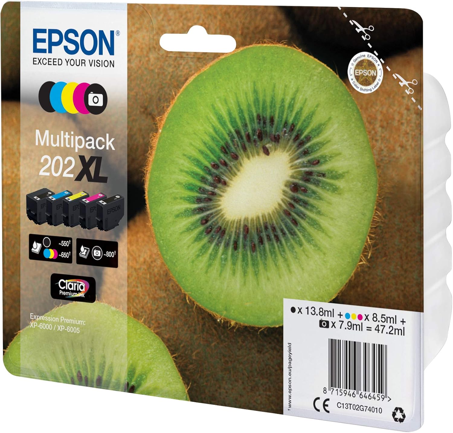 Epson C13T02G74020 Multi-pack XL Original Inkjet Cartridges - Multi-pack (Black, Yellow, Magenta, Cyan) (Pack of 5) - Image 3