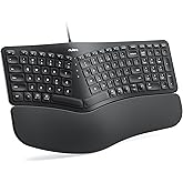 Nulea RT05C Wired Ergonomic Keyboard, Split Keyboard with Cushioned Wrist Rest, Adjustable Tilt Legs, Plug and Play, USB Cord