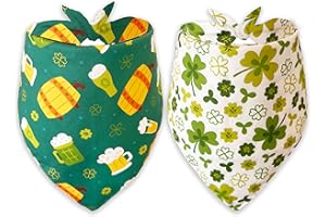 MIIEMIU St Patrick Dog Bandana, Holiday Lucky Clover Cat Bib for Large Medium Small Puppies Pets