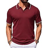 COOFANDY Mens Polo Shirts Short Sleeve Casual Knit Polo Shirt Vintage Golf T Shirts Old Money Tops