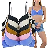 ToBeInStyle Women's Pack of 6 Wire-Free Full Coverage Bras with Pleated Detail
