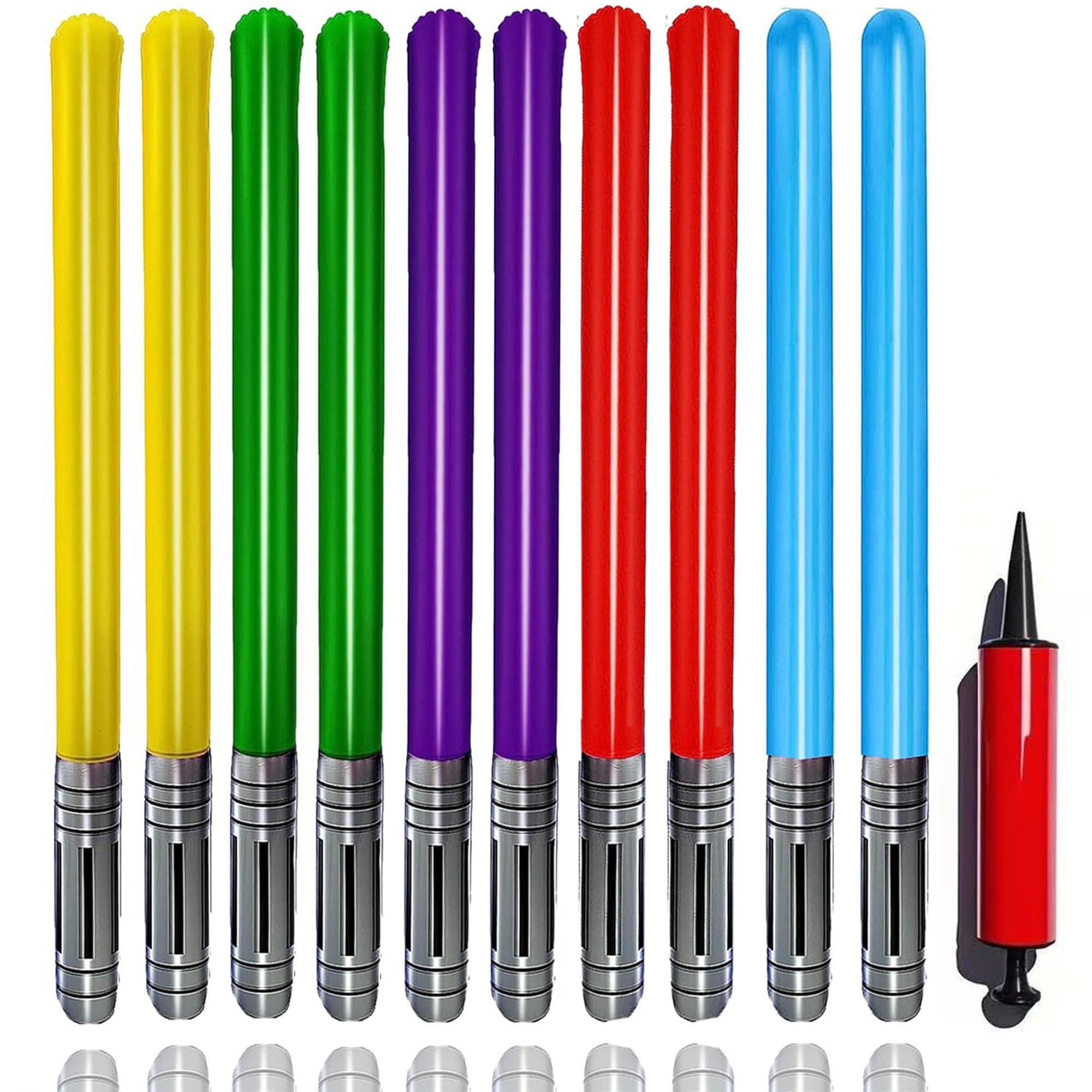 Photo 1 of Qneiaym 10 Pcs Inflatable Light Sabers - 5 Vibrant Colors, 35 Inch Inflatable Lightsaber Swords Toys with Air Pump - Perfect for Party Favor, Halloween, Role Play & Kids’ Costume Accessories