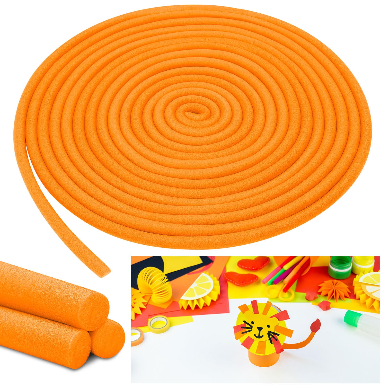 Photo 1 of Frienda 5/8 Inch x 40 Ft Foam Noodles for Crafts Versatile Pool Noodles Foam Tubes Cylinder Rods for Modeling, DIY Arts and Crafts Supplies (Orange)