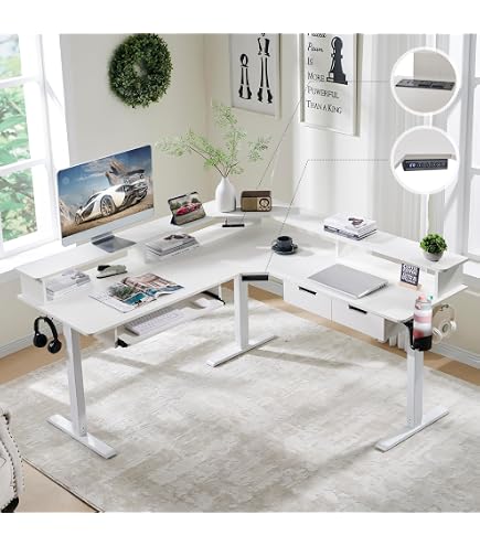 Amazon.com: Monarch Specialties L-Shaped Corner Desk with Shelf