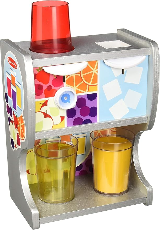 Melissa & Doug 10Piece Wooden Thirst Quencher Drink Dispenser with Cups, Juice Inserts, Ice