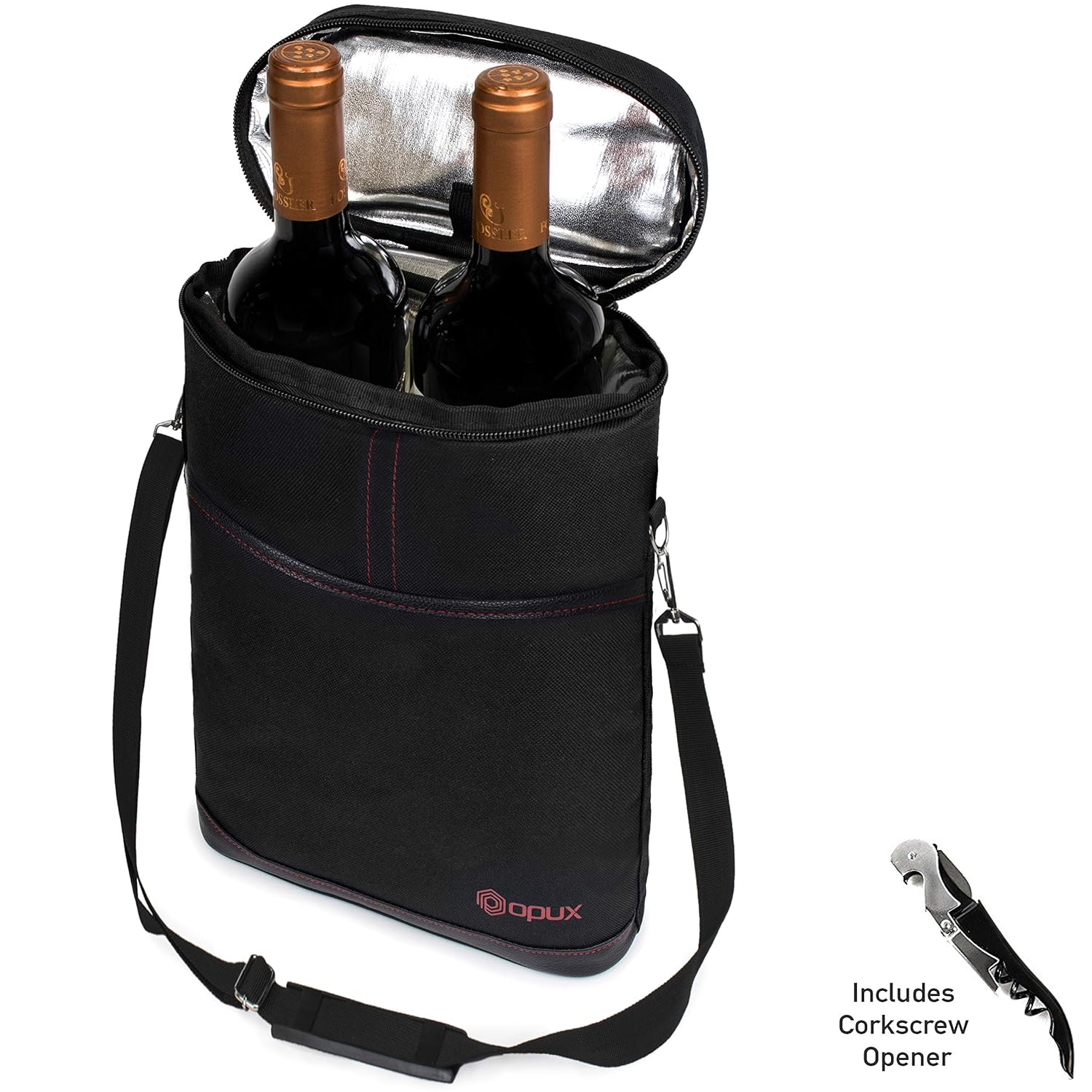 Premium Insulated 2 Bottle Wine Bag by OPUX Extra Protection, Elegant