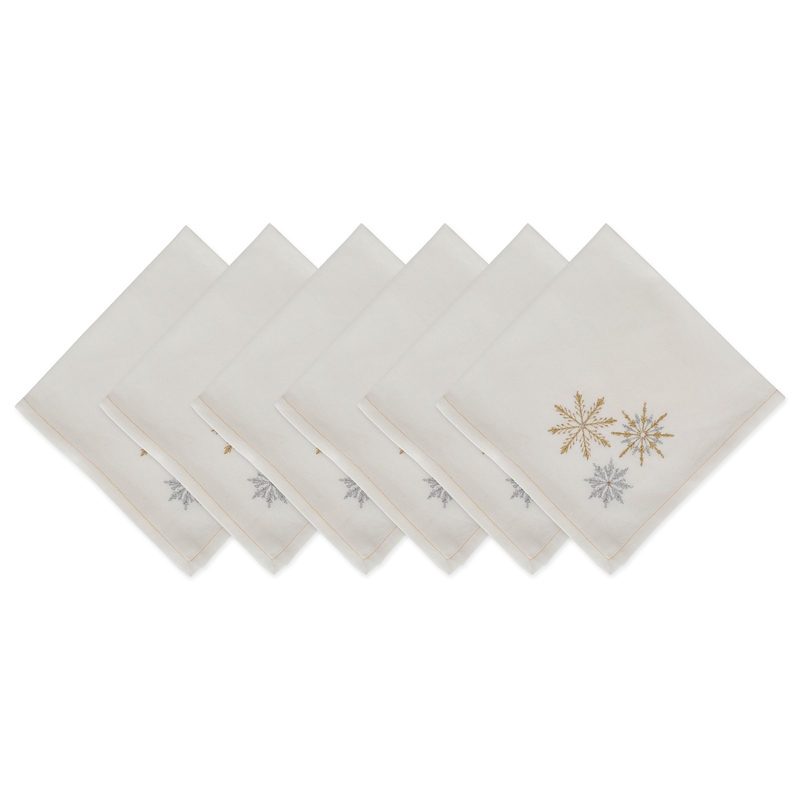 DII Holiday Tabletop Collection, Cotton, Sparkle Snowflakes, Napkin S/6