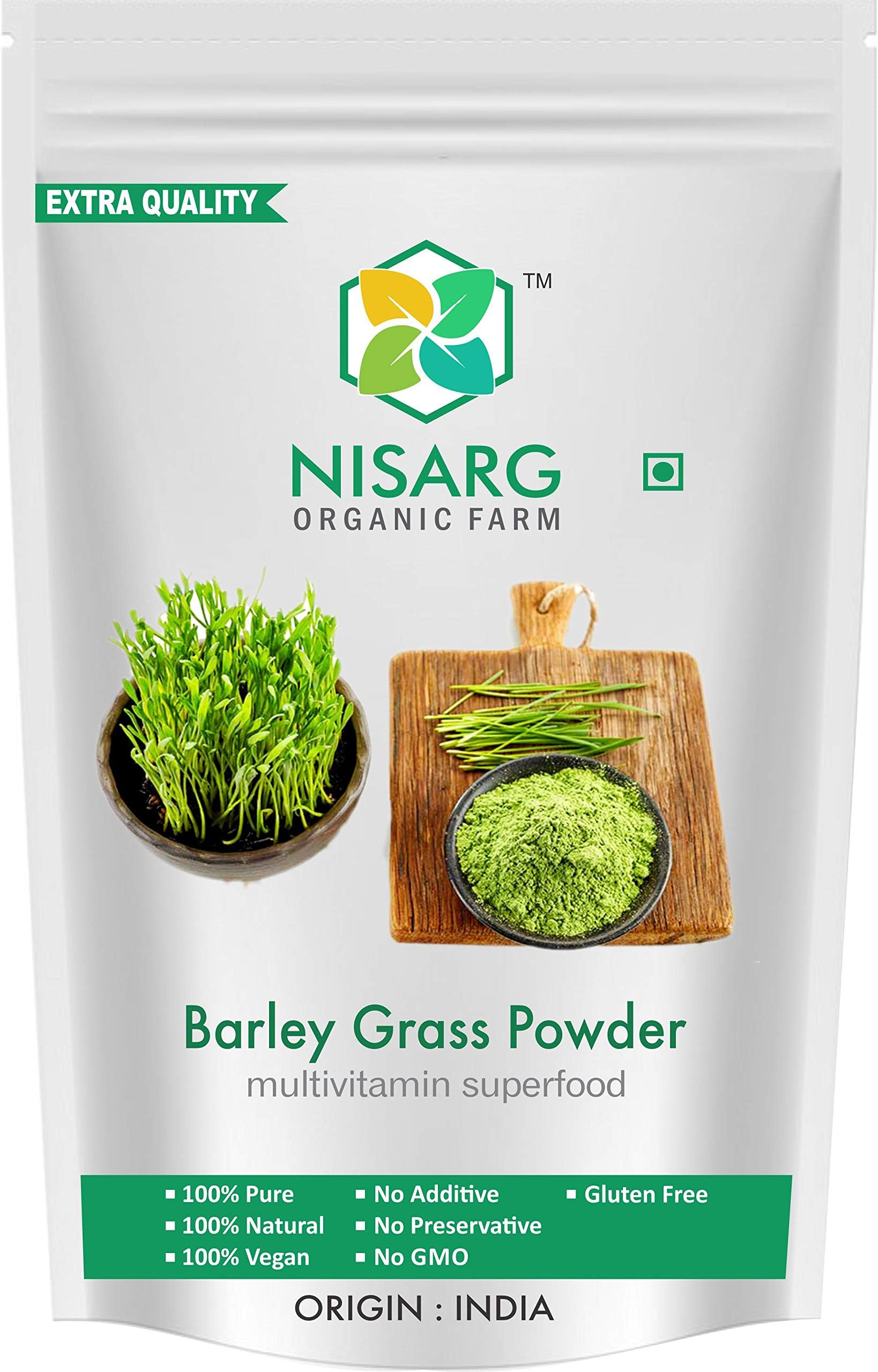 NISARG ORGANIC FARM Barley Grass Powder I Immunity Booster I Pure and Natural I Green Food Supplement I Mix into Smoothies, Juice or Raw Vegetable sauces I Traditional Method Made (200 gm)